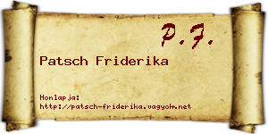 Patsch Friderika névjegykártya